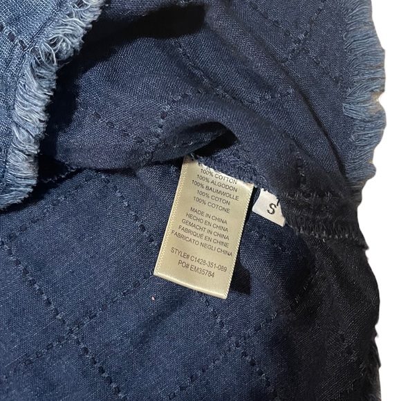 Anthro Cloth & Stone | Blue 100% Cotton Sleeveless Cross Stitch Sheath Dress - Picture 5 of 11